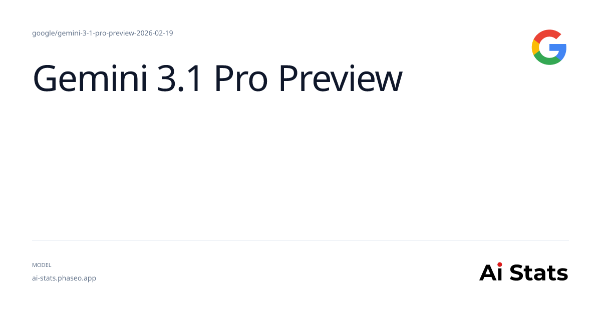 Gemini 3.1 Pro Preview Benchmarks - Performance Highlights | AI Stats